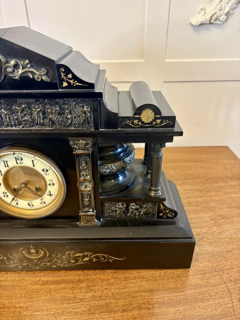 Antique Exceptional Large Victorian Marble Mantel Clock by Philippes Paris – 8 Day Movement - Image 4